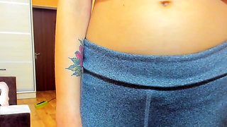 Busty Brunette's Striptease in Sexy Red Dress