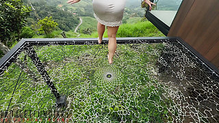 Chubby Secretary in Satin Dress Has Sex with Boss on Public Balcony - Projectfundiary