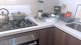 A Mature Latina Likes to Cook and Receive Cock in the Kitchen