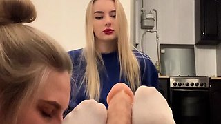 Sexy blonde enjoys foot fetish