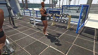 Tracey have sex with her Sugar daddy Trevor in outdoor beach gym