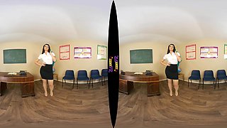 Teacher Tease; Solo Striptease Teacher Student White Lingerie Nylon Thigh Highs