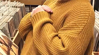 I grabbed my big tits and played with them in many sweaters for my 63f lesbian roommate I wanted to scissor lick and 69 her