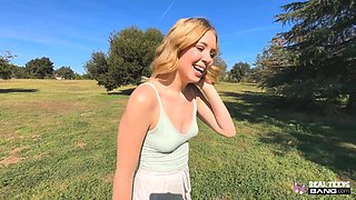 Blonde Teen Gags On Thick Cock In Sunny Park Before Wild Home Fuck