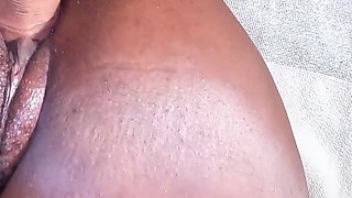 Furry Black Pussy Gets Her Filled up to the Brim with My Big White Hard Cock and My Semen
