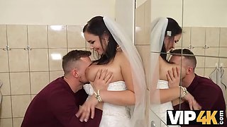 VIP4K. Being locked in the bathroom, the sexy girlfriend wastes no time and seduces a random guy
