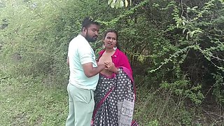 Desi Indian Kavita gets doggy style fuck in jungle - cum on her ass in saree outdoor sex