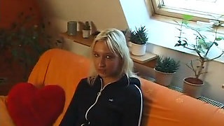 Blonde stunner doing the casting couch