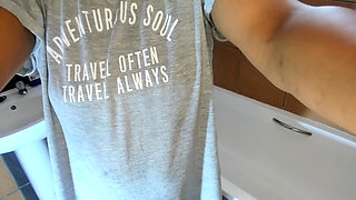 Big-Ass Ebony bathing