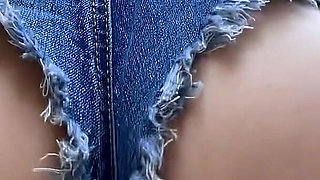 Jean Micro Shorts Thong Ass and Abs Worship with Twerking and POV Face Sitting