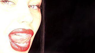 Glossy Red Lips & Smoking Fetish