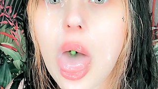 Amateur adorable blonde and brunette girls doing blowjob