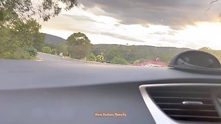 Hot Indian MILF Flashes Her Heavy Cleavage While Driving in Outback - Risky Public Tease!
