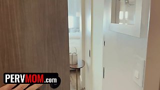 Sonny ambles in on his stepmother pleasing herself with a dildo while they're on vacation together