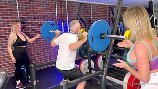 Two British moms Fucks Old Man In The Gym