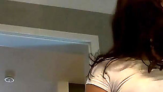 Long Legs Cute Beauty College Girl in a School Uniform Mini Skirt Flashes Pussy and Ass in Black Stockings