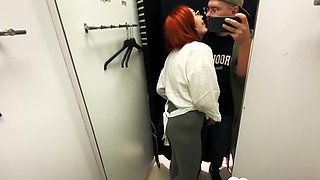 Redhead girl wanted to fuck in dressing rooms