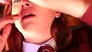 Hot British Schoolgirl Sucks Anonymous Cock at the Milking Table