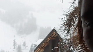 On the Balcony with Snow