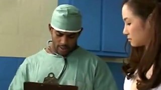 Big black cock Doctor takes advantage of innocent Asian girl in pigtails