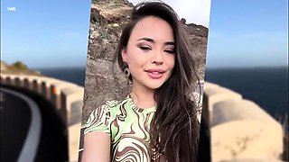 Exotic beauty flashing her perfect tight cunt outdoors