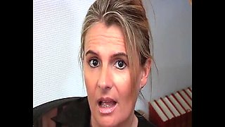 French Blonde MILF sucks cock and swallows cum in amateur session