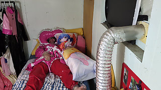 PVC Bonnet Sissy Body Pillow Humping and Vibraitor