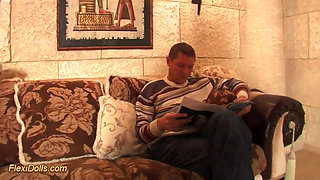 Young big boob real spandex doll gets stretched by her coach