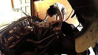 Baby Bella In Caught In The Act Fucking Herself On Hood Of Vintage Sports Car