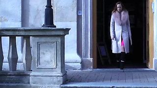 Public High Heels Walking, Worn Pantyhose and Foot Play