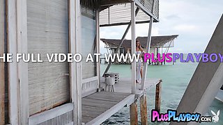 Beautiful blond hair babe mom shows horny body