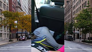 Public POV blowjob by busty Asian MILF