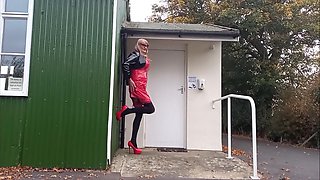 Crossdresser Gina Jerking And Cumming Outdoors