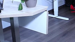 Office Foot Worship with Sexy Anita's Pantyhose and High Heels