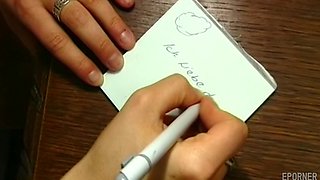 Creamy passion erupts on her glasses in a wild intimate clash