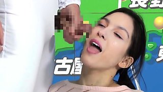 Hard fucking and hot facial for sexy Japanese weather girl