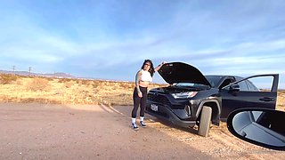 Tattooed Brunette Hoe Bianca Bailee gives Deepthroat Blowjob Outdoors and in Car - BBC Car - Big ass