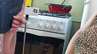 instead of coffee, my stepmom started sucking my dick until she got a lot of cum in her mouth