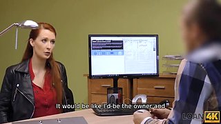 Busty Redhead MILF Isabella Lui Fucks Hung Guy for Loan - Office Audition Blowjob & Doggystyle