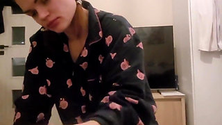 Stepsister with Red Pigtails Sucks Her Stepbrother and He Cums in Her Mouth