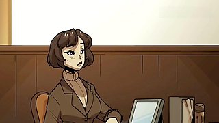 Ample barista delivers her sexy assets instead of coffee in a cartoon parody