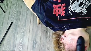 Sissy Slut Deepthroat Training - Dominatrix Nika Fucks Slave's Mouth with Cum Strap-on and Teaches Her to Deepthroat Dildo