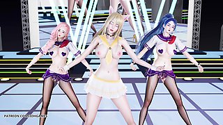 [mmd] Girls' Generation - Genie Ahri Seraphine Kaisa Striptease League of Legends Hentai