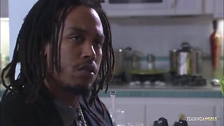 Randi Wright, Sandra Shine And Lauren Phoenix - Lucky Mature Guy Fucks A Young Brunette In The Kitchen