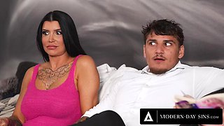 Watch MODERN-DAY SINS - Hung Stud ROUGH FUCKS Horny StepMILF Romi Rain Next To Oblivious Wife Sophia Locke - Doggy, Blowjob, Cowgirl Porn
