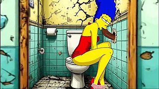 Hot Married MILF Cheats in Dirty Public Toilet - Simpsons Hentai Parody