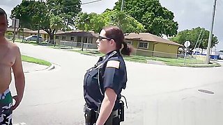 Perverted milf cops take advantage of suspect in public alley