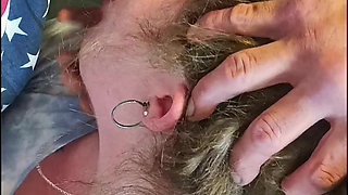 Anisleigh  getting warmed up on a pool table in view of the highway