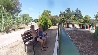 Extreme Dogging! Risky Blowjob with Teacher on Outdoor Bench! - Misscreamy