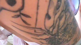 Nasty brunette pornstar with big boobs